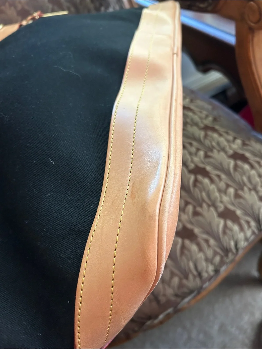 Dooney and Bourke Black and Tan Travel Tote Bag - Leather Trim